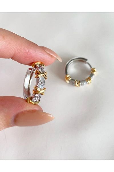 my KAAN Silver Color Xoxo Model Zircon Stone Steel Earrings Steel Earrings