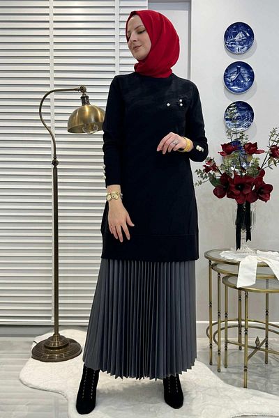 Rabia Şamlı Μαύρο πλεκτό τούνικ Wise