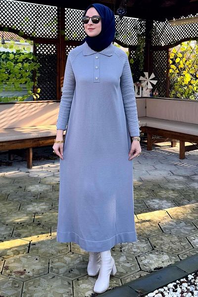 Rabia Şamlı Γκρι πλεκτό φόρεμα Ayla