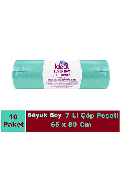 İdeal Green Large Size 7 Pieces 65X80 cm X 10 Garbage Bags