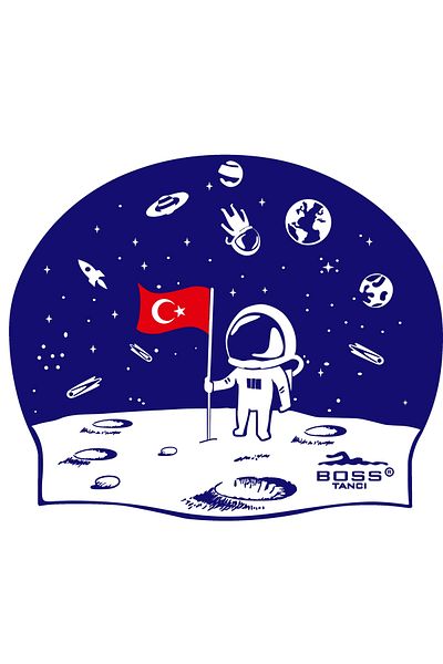 bostancı غطاء رأس من السيليكون مطبوع عليه رائد فضاء لحمام السباحة والبحر