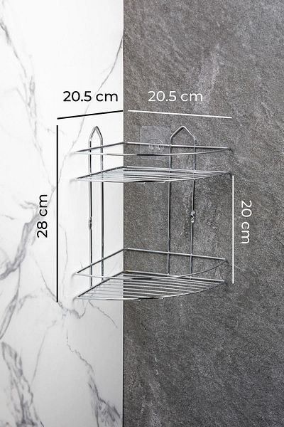 MAİN SHOP 2 ορόφων Οικονομικό ανοξείδωτο γωνιακό μπάνιο θήκη σαμπουάν διαβατηρίου / βιδωτή βάση