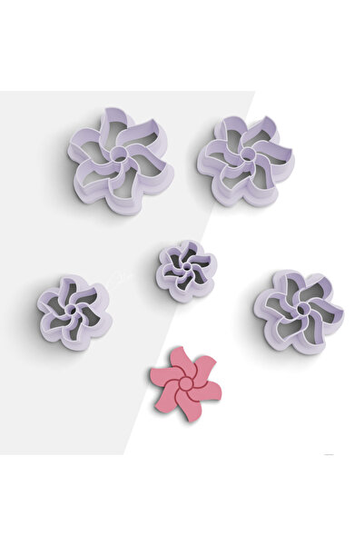 flament aşk Curved Flower Polymer Clay Mold, Earring Mold, Clay Cutter, 5 Siz...