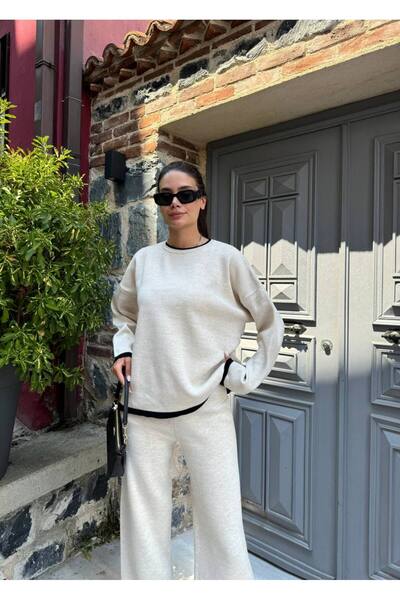 ZF BUTİK Knitwear Set (Sweater and Trousers) with Slits on the Leg