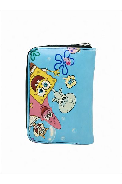 sinbEsg Portofel pentru copii și adolescenți cu design special Sunger Bob, cu fermoar și compartiment pentru monede