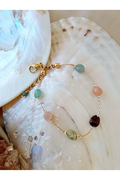 By Song Aksesuar Steel Chakra Natural Stone Bracelet
