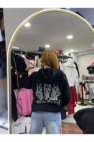 Violon Hardstone Baskılı Siyah Renk Oversize Sweatshirt