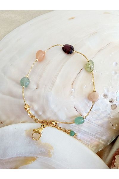 By Song Aksesuar Steel Chakra Natural Stone Bracelet