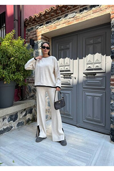 ZF BUTİK Knitwear Set (Sweater and Trousers) with Slits on the Leg
