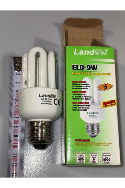 Landlite 9W TASARRUFLU AMPUL SARI IŞIK E27 DUY