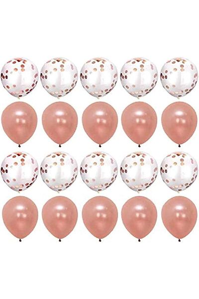 parti sürprizi Rose Gold Latex Balloon with Confetti 10 Pieces