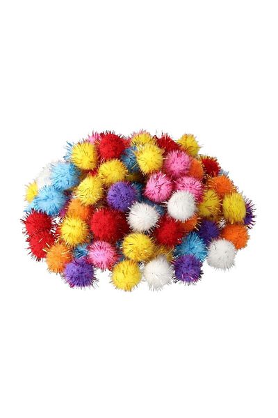 Yumuşakkeçe 2 cm Glitter Plush Pompom 100 Pieces