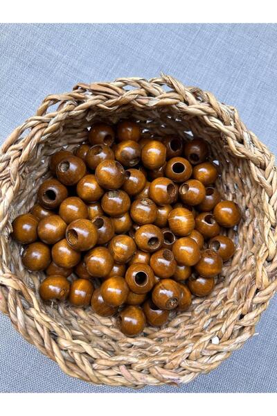 Yumuşakkeçe 100 g mărgele din lemn lustruit de 25 mm – mărgele naturale și st...