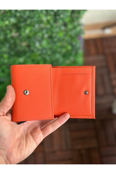 clawleather Orange Wallet with Mechanism