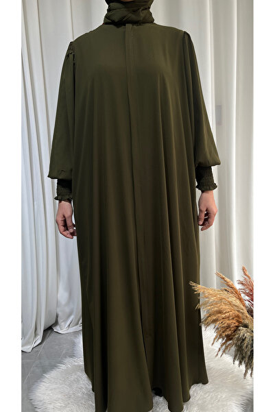 afife Medine İpeği Kolları 12 Sıra Lastikli Tesettür ferace