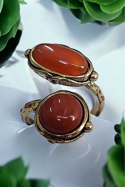 Öze Aksesuar Copper-Bronze Agate Ring