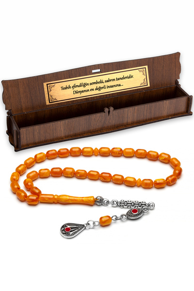 OTTOTESBİH Men's Gift 5.5X7.5Mm Tiny Size Beirut Drop Amber Rosary
