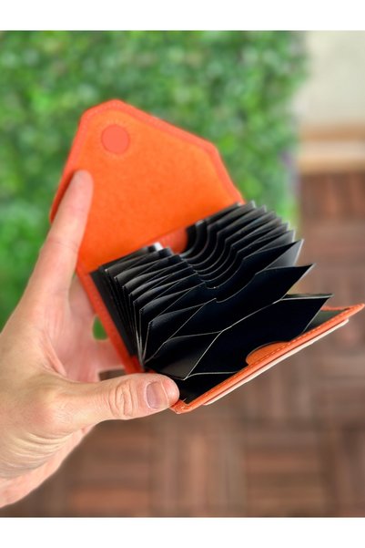 claw leather Turuncu Kartlık Cüzdan