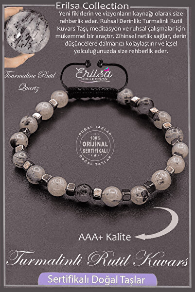 Erilsa معتمد AAA + جودة تيراهيرتز حقيقية - سوار حجر الكوارتز الروتيل مع التور...