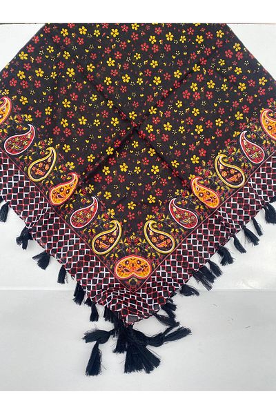 Safir Tuhafiye Βαμβακερό Ινδικό Φουλάρι 110 cm x 110 cm |   Ινδική γραφή
