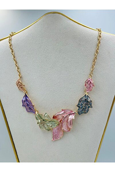 MyladyAccessoriess Sedef Materyal Detay Yaprak Retro Kolye