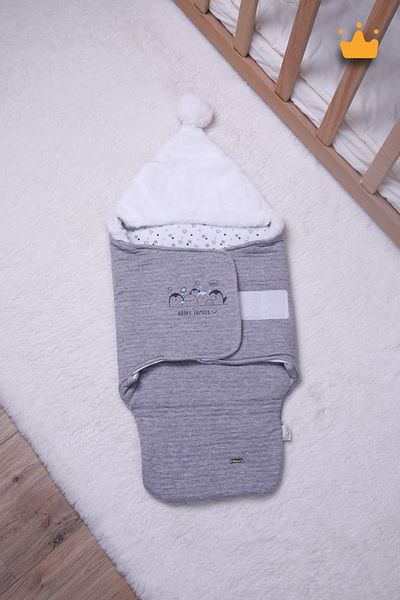 Babydola 0-6 Months Baby Sleeping Bag - 1.5 Tog Fiber, 70X35Cm Swaddle with Hat, Gray 12604