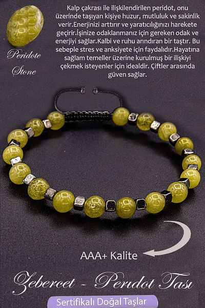 Erilsa Aaa+ Quality Zebercet - Real Terahertz Peridot Stone Bracelet