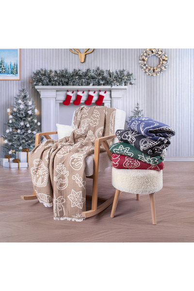 Befera Design Single 4-Layer Muslin Pique - 100% Cotton Jacquard Bedspread Tv Blanket 140X200 Christmas