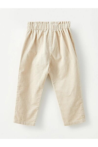 LC Waikiki LCW baby Bej Beli Lastikli Basic Kız Bebek Kadife Pantolon