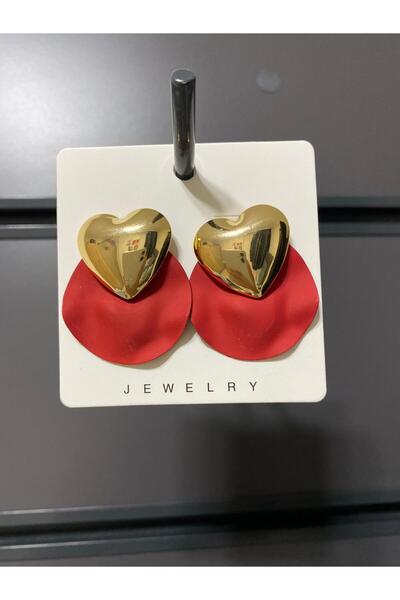 luxyansımalar Vip Heart Red Earrings