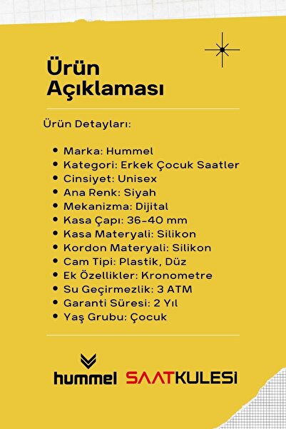 hummel Erkek Kız Çocuk Kol Saati Siyah Hm-1000ld-1