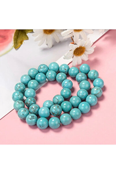 SESİKA HOBİ Turkuaz Doğal Sıkma Taş Çizgili 8 Mm 1 Dizi