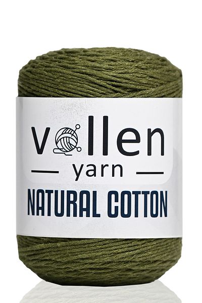 vollen yarn 100gr/200mt Premium Natural Cotton - Amigurumi και Punch Yarn, Πλεκτό Χέρι, Χακί
