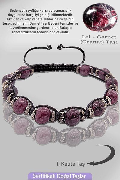 Erilsa Aaa+ Certified Real Terahertz - Lal Garnet Granate Stone Bracelet