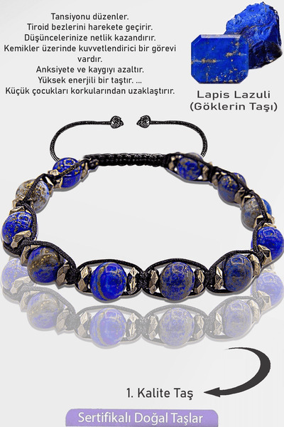 Erilsa Sertifikalı Gerçek AAA+ Terahertz - Lapis Lazuli Taşı Bileklik