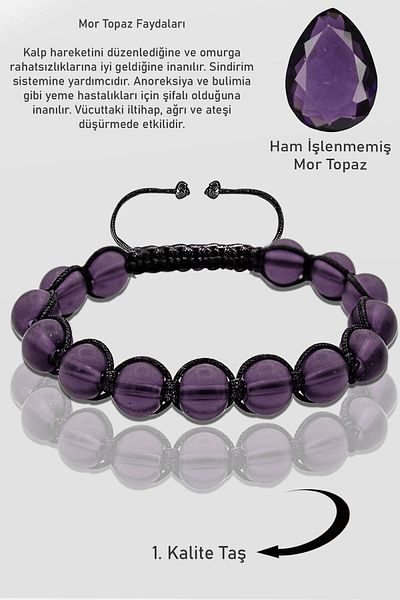 Erilsa Aaa+ Certified Raw Embroidery Purple Topaz Bracelet - Adjusted