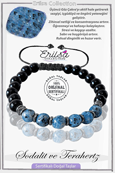Erilsa Certified Real Obsidian - Faceted Sodalite Stone Bracelet