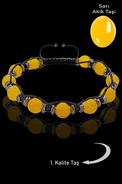 Erilsa Aaa+ Terahertz Certified - Yellow Agate Stone Bracelet with Adjustment