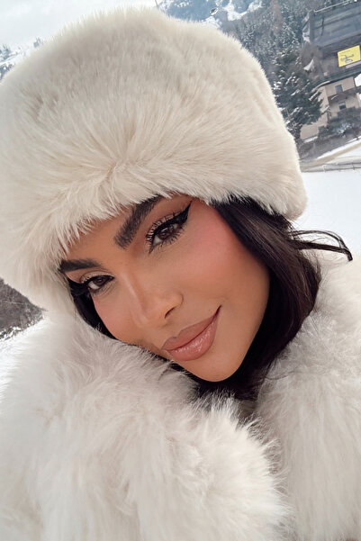 Mağazam Online Pălărie din blană artificială de pluș, pufoasă, cu păr dens, p...