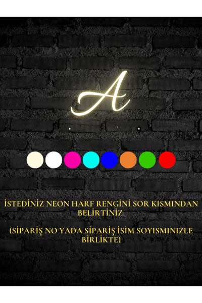 TEK HARF NEON LED YAZI TABELA  YÜKSEKLİK 40 CM - GÖRSELDEKİ AÇIKLAMALARI OKUYUNUZ