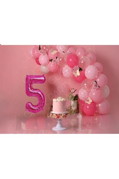 CUGY Girl 5 Years Old Pink Butterfly Mini Birthday Party Set with Age Options