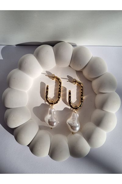 LİLİA Pearl Detail Half-Ring Earrings