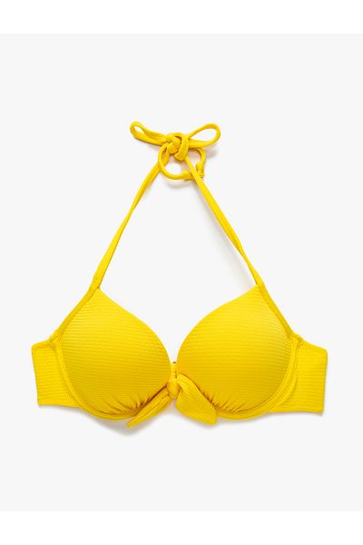 Koton Push-Up-Bikinioberteil mit strukturiertem Neckholder-Schleifendetail