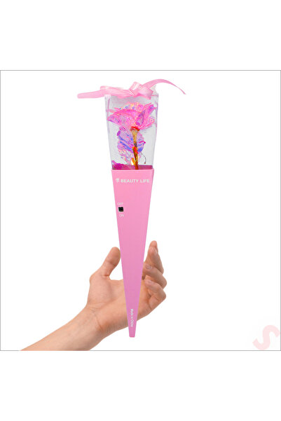 SüSLe Bebek ve Parti Kutulu ve Led Işıklı Sonsuzluk Gülü, 35cm - Pembe