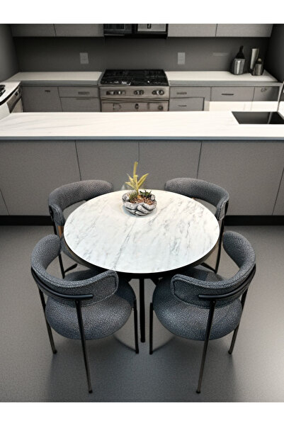 ROYALİSA TABLE CHAİR Elisa 4 kişilik mutfak masa sandalye takımı lak panel masa