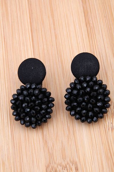 mos&more Textured Black Earrings with Cutout Beads