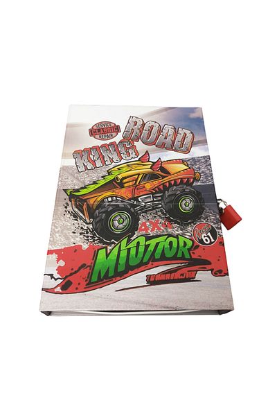 Dadacuq كتاب تذكاري للأولاد مع قفل "ROAD KING" مقاس 13*9 سم 48 ورقة