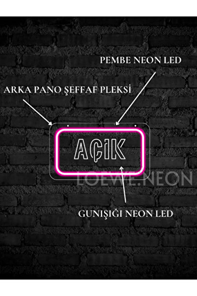 Pleksistore Açık -  Open - Kapalı - Close Neon Led Yazı Kapı Cam a asmalık
