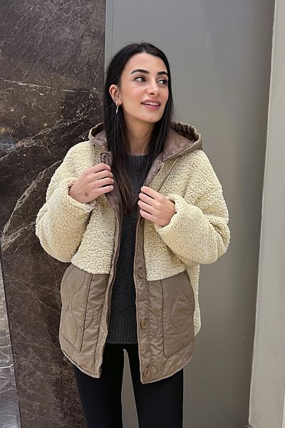 Love The Wind Plush Dark Beige Loose Cut Coat
