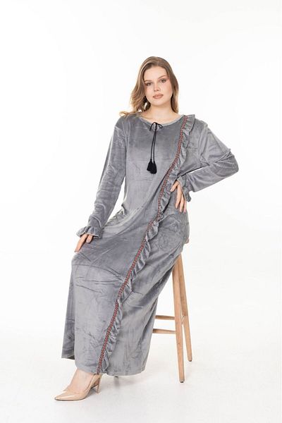 mervemoda Γυναικείο χειμωνιάτικο βελούδινο φόρεμα